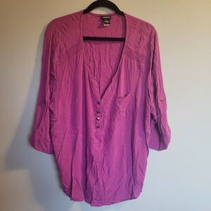 Torrid Top Woman's Size 3 Pink 3/4 Sleeve See Photos For Defects